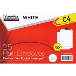 DataMax 65232 C4 Plain White Envelope 229x324mm 25 Pack - Theodist